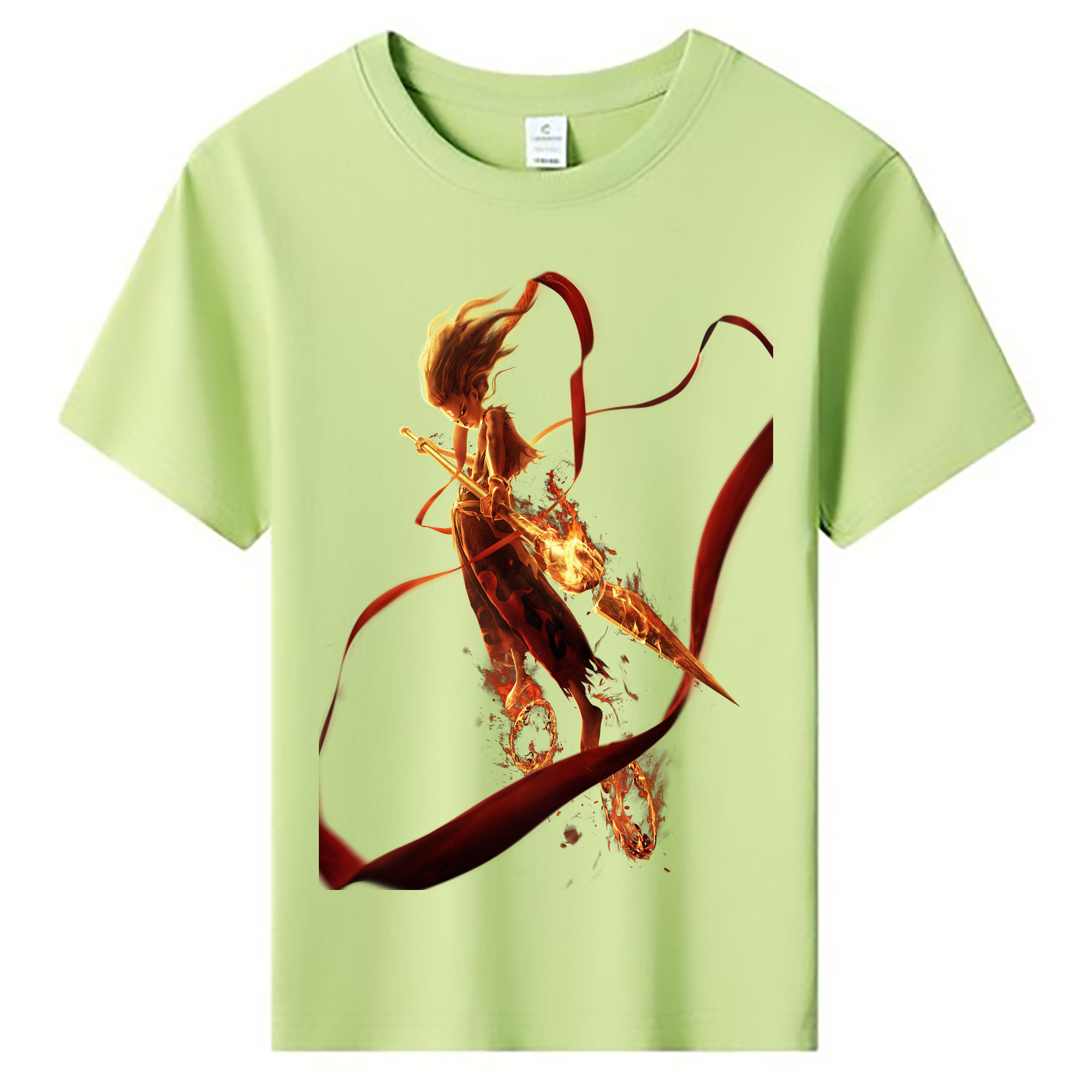 （画像用） Ne Zha 2 ナタ 魔童の大暴れ 綿100％キッズTシャツ（フロントプリント）